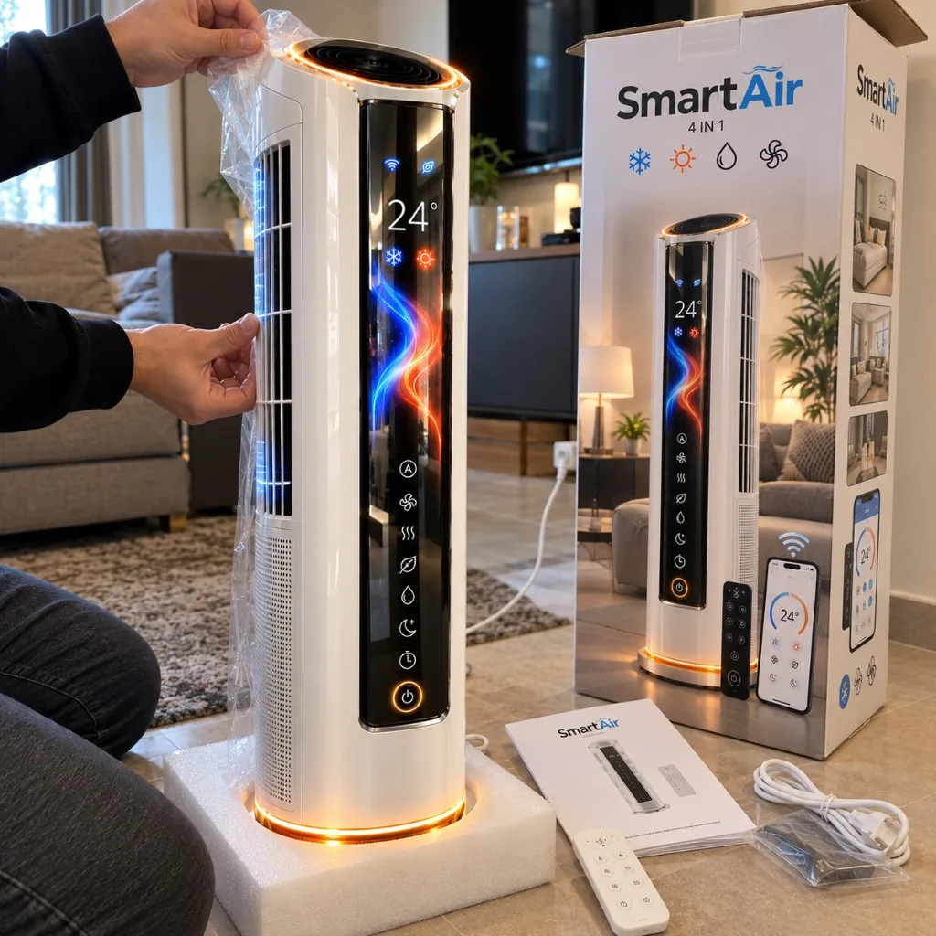Disimballaggio SMART AIR in soggiorno